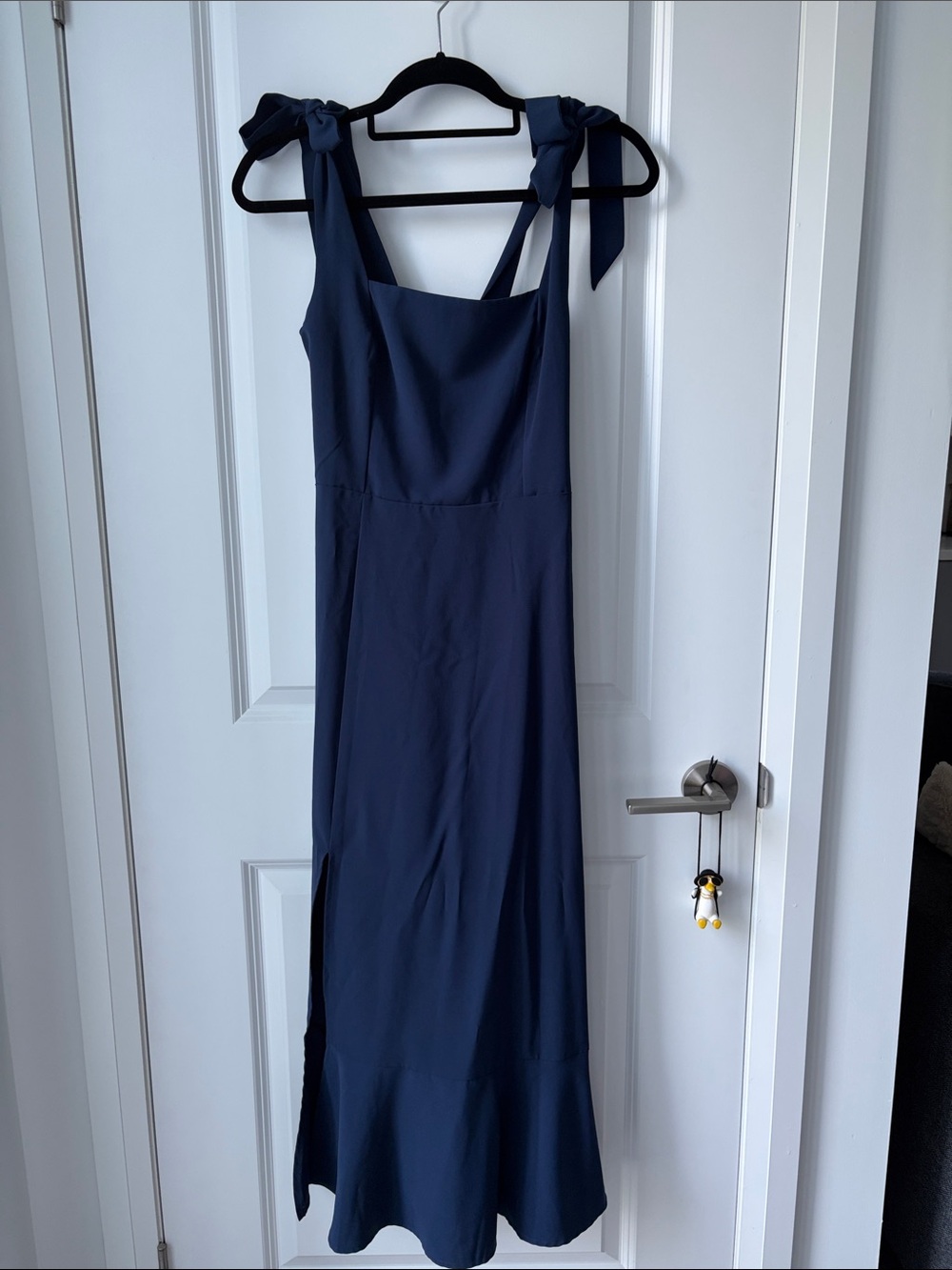 Amazon Bridesmaids Tie-Shoulder Navy Maxi Dress